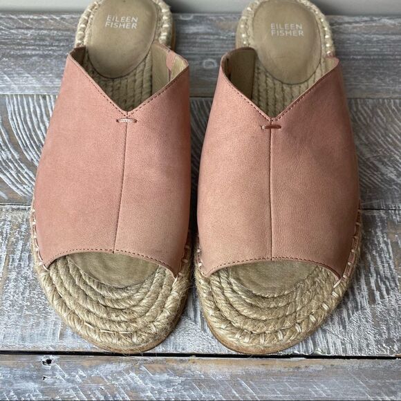EILEEN Fisher-Milly Espadrille Dusty Rose Tumbled Nubuck Sandals - Picture 5 of 9